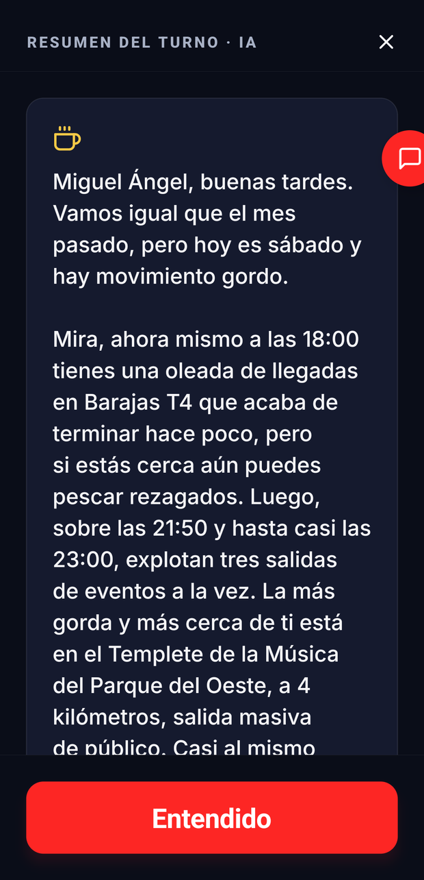 Resumen del turno con IA en TAXSIYA Conductor